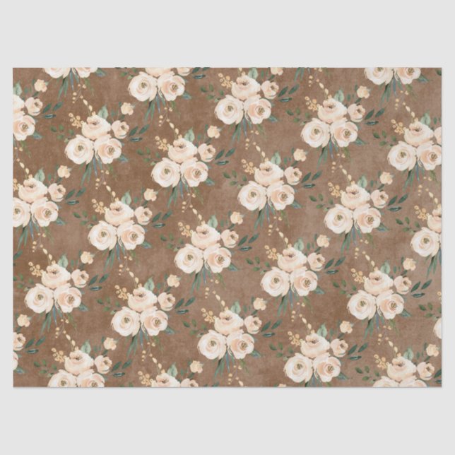 Papel De Seda Boda de Floral Beige Brown (Anverso)