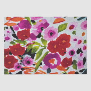Papel De Seda Boda de flores acuarelas de color atrevido