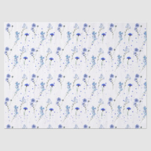Papel De Seda Boda de flores silvestres azules agua 