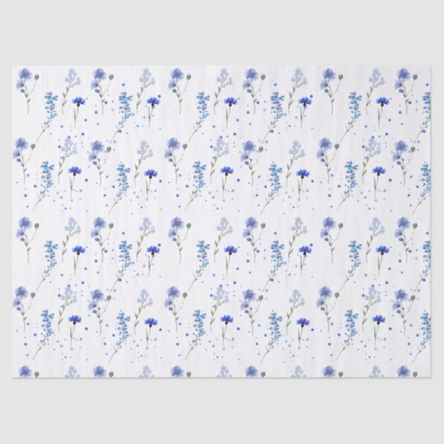 Papel De Seda Boda de flores silvestres de agua azul (Anverso)