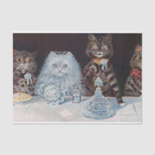 Papel De Seda Boda de gatos, matrimonio, novia, Louis Wain