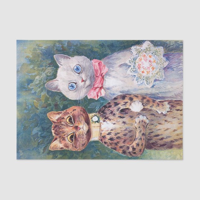 Papel De Seda Boda de gatos, matrimonio, novia, Louis Wain (Anverso)