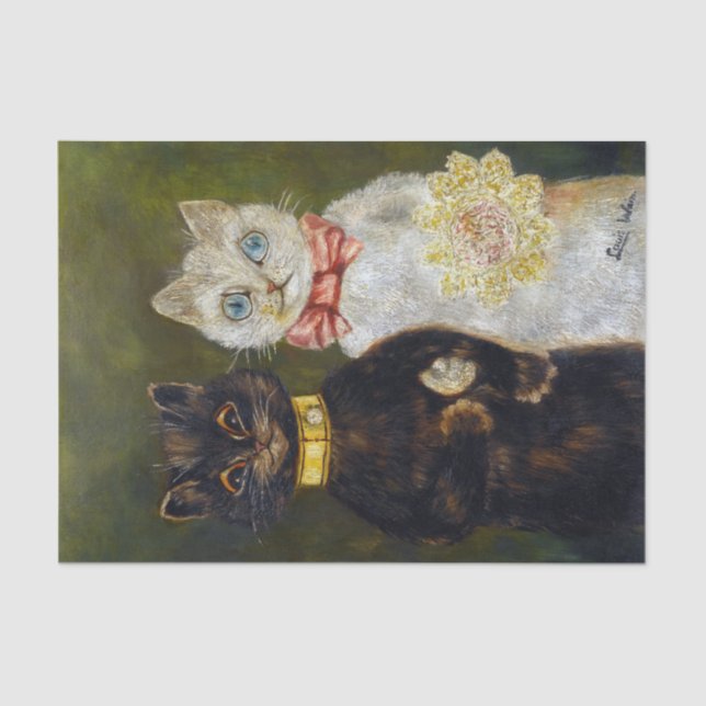 Papel De Seda Boda de gatos, matrimonio, novia, Louis Wain (Anverso)