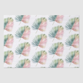 Papel De Seda Boda de hoja verde rosada tropical