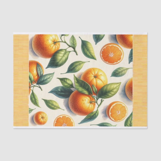 Papel De Seda Boda de hojas de naranja al agua (Anverso)