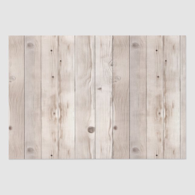 Papel De Seda Boda de madera blanca crema falsa rústica (Anverso)