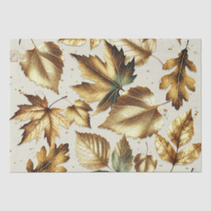 Papel De Seda Boda de otoño beige almendra hojas doradas