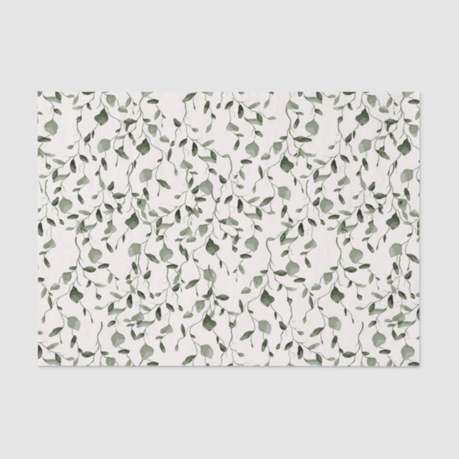 Papel De Seda Boda de patrón botánico acuarela (Anverso)