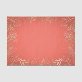 Papel De Seda Boda de Playa Elegante Naranja Coral Dorado Modern