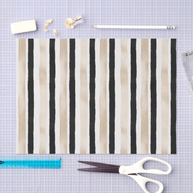 Papel De Seda Boda de rayas blancas negras crema de champán (Artesanía)