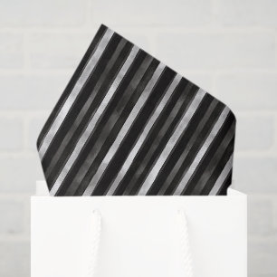 Papel De Seda Boda de Rayas Negras Plateadas