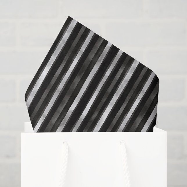 Papel De Seda Boda de Rayas Negras Plateadas (Bolsa de regalo)