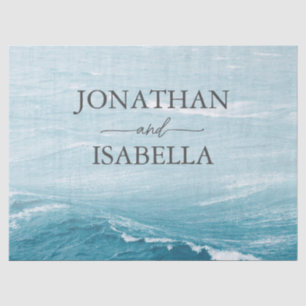 Papel De Seda Boda de verano por el océano oscuro ondulado azul