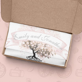 Papel De Seda Boda del árbol de hoja en forma de corazón rosa