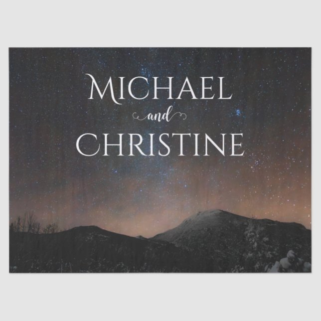 Papel De Seda Boda del cielo nocturno bajo las estrellas (Anverso)