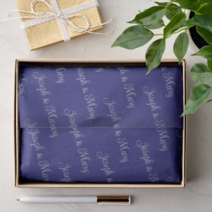 Papel De Seda Boda elegante con azul medianoche y guión plateado