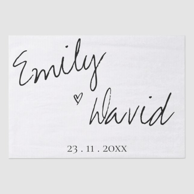 Papel De Seda Boda Elegante Simple Bride Y Groom Names (Anverso)