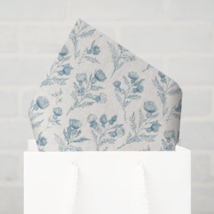 Papel De Seda Boda floral blanca azulada bonita