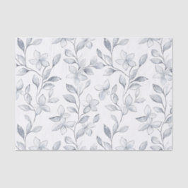 Papel De Seda Boda floral blanca plateada chic