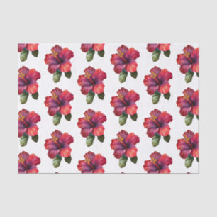 Papel De Seda Boda floral de hibisco tropical rojo