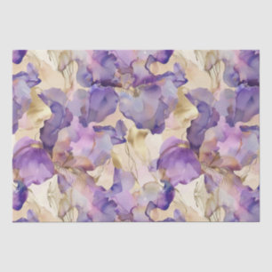 Papel De Seda Boda floral de iris dorado púrpura romántico