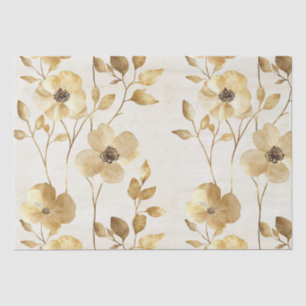 Papel De Seda Boda floral oro crema