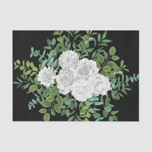 Papel De Seda Boda floral rosa blanca y negra (Anverso)