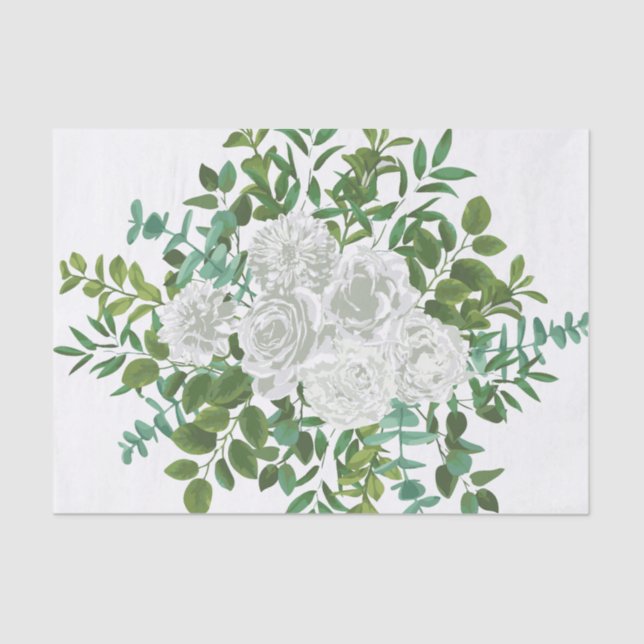 Papel De Seda Boda floral rosa blanca y negra (Anverso)