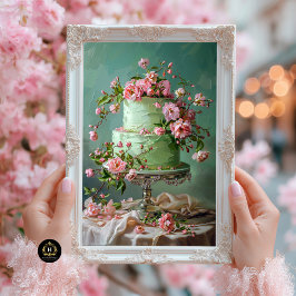 Papel De Seda Boda floral vintage Pastel de comida Desnuda
