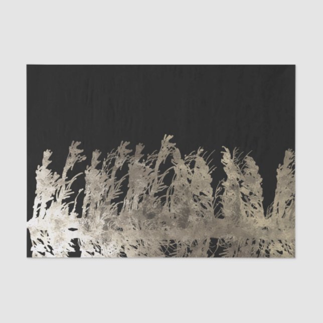 Papel De Seda Boda Glam dorada y negra Pino Árbol Forestal Rústi (Anverso)