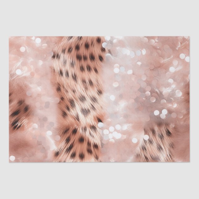 Papel De Seda Boda Glam Leopardo Rosa Dorado (Anverso)