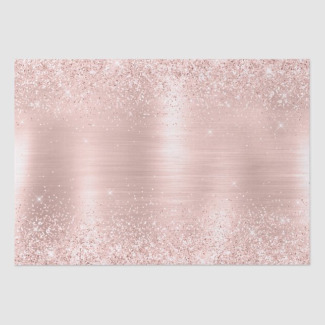 Papel De Seda Boda Glitzy Glam Femenina con Brillo Rosa Rubor (Anverso)