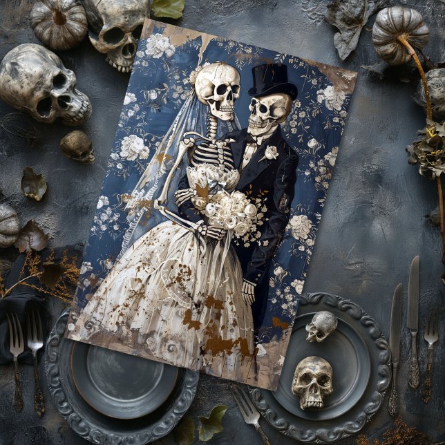 Papel De Seda Boda gótica novia Groom Skeleton Decoupage (Subido por el creador)