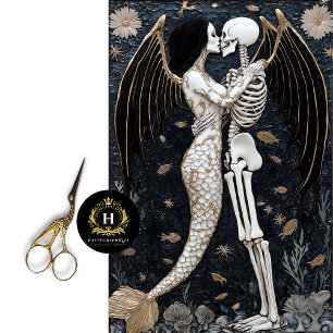 Papel De Seda Boda gótica Skeleton Mermaid Skull Decoupage