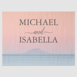 Papel De Seda Boda junto al mar bajo la puesta de sol del cielo 