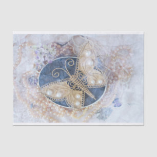 Papel De Seda Boda mariposa despojo dorado blanco