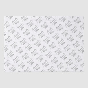 Papel De Seda Boda personalizada de plata y blanca, Pareja