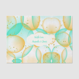 Papel De Seda Boda personalizada MintGreen Gold Bubbles Watercol