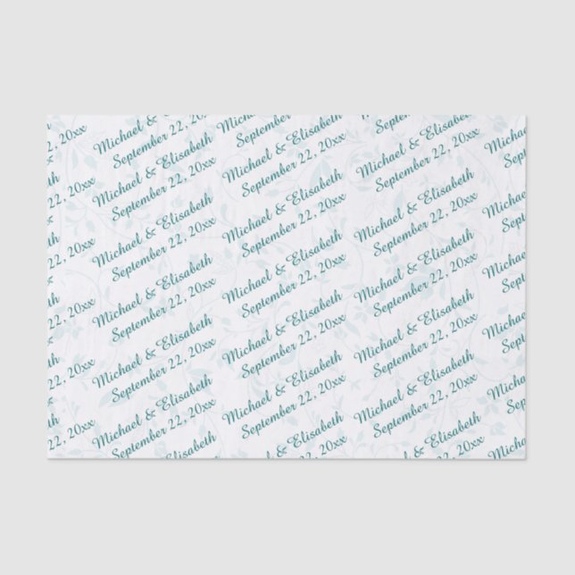 Papel De Seda Boda personalizado - turquesa (Anverso)