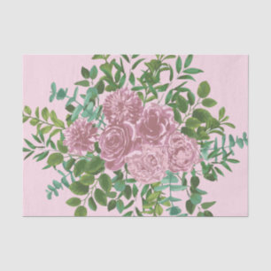 Papel De Seda Boda Primavera Jardín de Rosas Rosadas