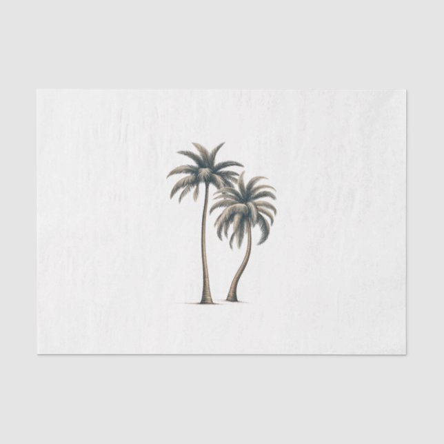 Papel De Seda Boda Rústica Costera con Palma Tropical (Anverso)