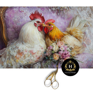 Papel De Seda Boda Rústica Romántica Gallinas Decoupage
