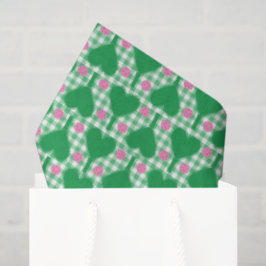 Papel De Seda Boda Verde y Rosa Preppy Gingham Pickleball