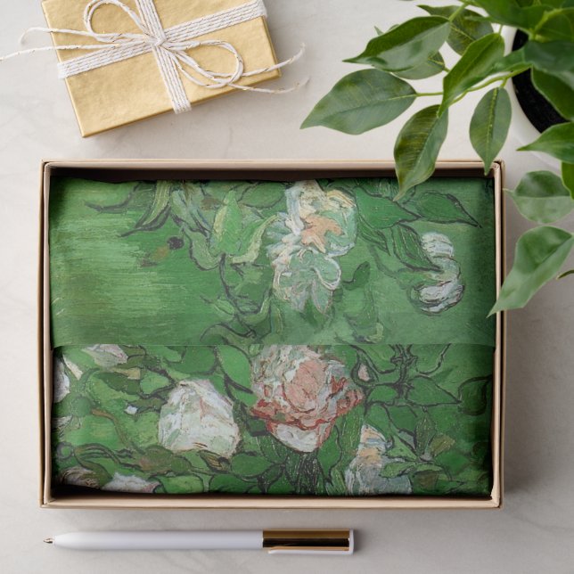 Papel De Seda Bodegón: Rosas rosadas de Vincent van Gogh (Regalo )