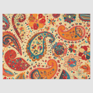 Papel De Seda Bohemio hermoso colorido retro Paisley de Boho