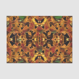 Papel De Seda Bohemio Tribal Mosaico Marrón Verde Rojo