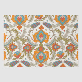 Papel De Seda Boho árabe elegante floral pavo real marroquí