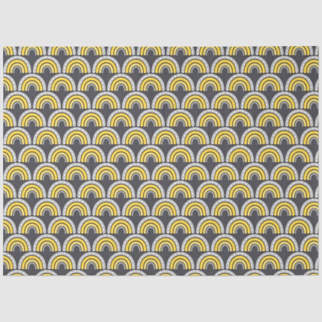 Papel De Seda Boho Arcoíris Amarillo y Gris (Anverso)