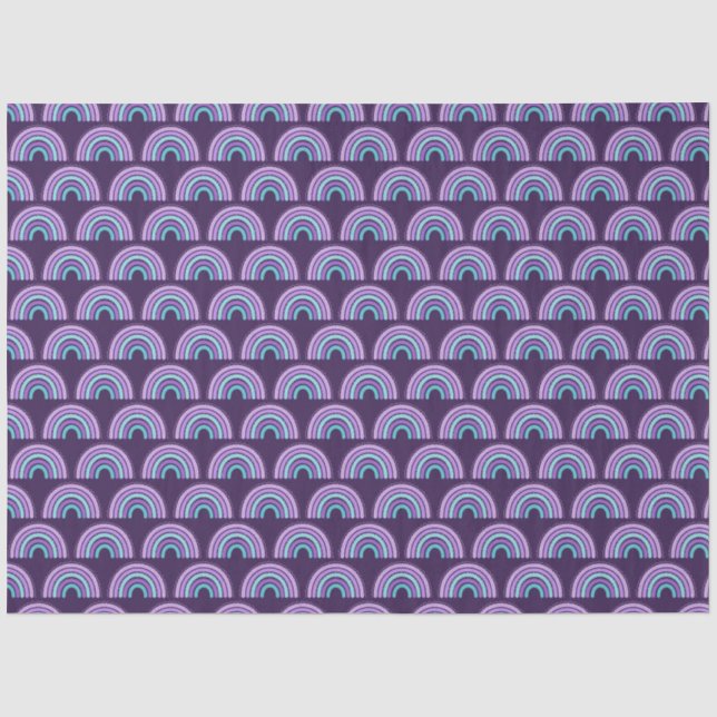 Papel De Seda Boho Arcoíris Morado y Azul Turquesa (Anverso)