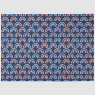 Papel De Seda Boho Arcoíris Naranja y Azul Marino